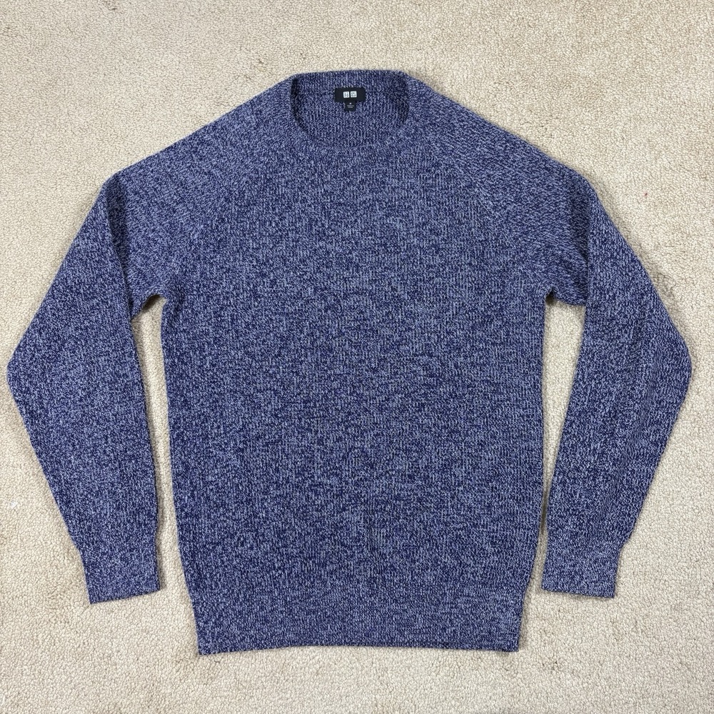 Uniqlo Womens Size Medium Sweater Blue Crew Neck Minimalist Cotton 351-137011
